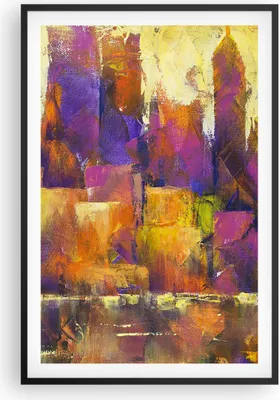 Produktbild von Gerahmtes Poster - Schwarzer Rahmen - Abstraktion Stadt Wolkenkratzer - 61x91,5 cm - Wand Bild - Wanddeko - Wandbilder - Wandposter - Bilderrahmen - Bilder - Kunstdruck - Wandbild - P2BPA61x91-4294
