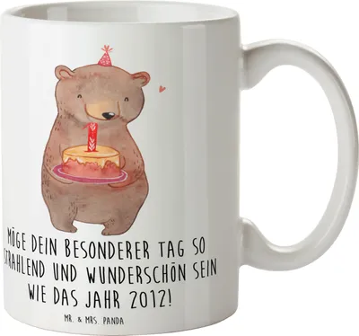 Produktbild von Mr. & Mrs. Panda Becher 2012 Geburtstag - Weiß - Geschenk, Happy Birthday, Tasse, Erinnerungen, Geburtstagsfeier, Kaffeepott, wunderschön, Teetasse, Kaffeebecher, Liebe