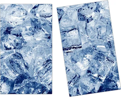 Produktbild von Spritzschutz Herdabdeckplatte Schneidebrett aus Glas Nahaufnahme Eiswürfel 2-Teilig (60x52cm)