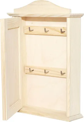 Zdjęcie produktu dla Creative Deco Drewniany Domek Szafka Wieszak na Klucze | 6 Haczyków | 20 x 6 x 29.5 cm | Niemalowany | Idealny do Wieszania Kluczy
