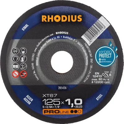 Zdjęcie produktu dla Rhodius XT67 210743 Cutting disc (straight) 125 mm 10 pc(s) Steel