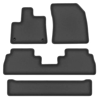 Image de Tapis de sol en moquette pour Peugeot Rifter 2018- (7 places) – jeu 4 pièces, gris graphite, sur mesure – Wielganizator DURBAN