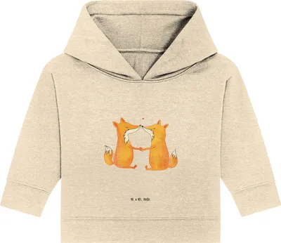 Produktbild von Mr. & Mrs. Panda Organic Baby Hoodie Füchse Liebe 12. - 18. Monat - Natural Raw - Geschenk, Fuchs, Kapuzenshirt, Ehefrau, Freundin, Kapuzensweatshirt, Romantisch