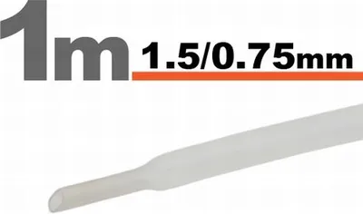 Obrázek produktu pro 20 x 1 metr smršťovací bužírky, průhledná, 1,5/0,75 mm – 20 kusů po 1 metru – smršťovací bužírka pro izolaci a ochranu kabelů – vhodná pro elektroinstalace a opravy [11019T]