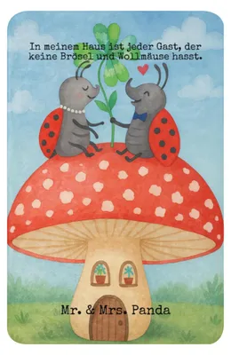 Produktbild von Mr. & Mrs. Panda Heimdecke Marienkäfer Fliegenpilz Design 100 x 150 cm - Weiß - Geschenk, Lustige Sprüche, Zuhause, Wohnung, Decke, Fleigenpilzhaus, Sofadecke, Plaid