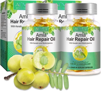 Produktbild von Amla Öl Haaröl mit Keratin Haarwachstum gegen Haarausfall in Kapseln Vegan, 2x 40 Kapseln