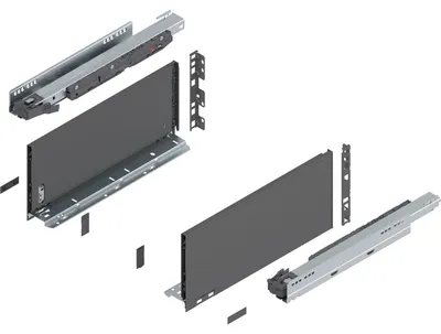 Produktbild von Blum Legrabox pure H C Schubladenschienen Set | 1 Paar, 40kg 400mm | Tip On Vollauszug, oriongrau