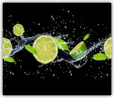 Produktbild von Tulup Glas Herdabdeckplatte Glaskeramikkochfeld-Abdeckung Spritzschutz Glasabdeckplatte Kochplattenabdeckung und Schneidebrett - Einteilig - 60x52 cm Limetten und Wasser