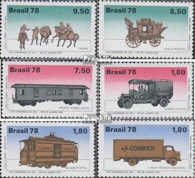 Produktbild von Briefmarken Brasilien 1978 Mi 1676-1681 (kompl.Ausg.) postfrisch Entwicklung der Postbeförderung