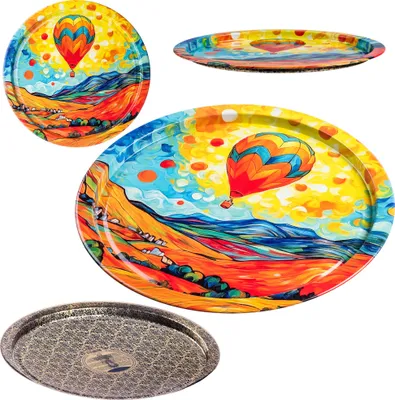 Obrázok produktu pre KADAX Litografovaný okrúhly podnos 32,5 cm kovový balón