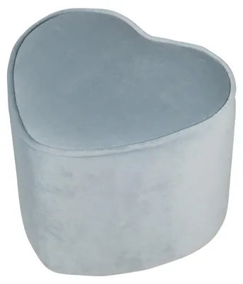 Produktbild von roba Kinderhocker in Herzform 'Lil Sofa', bequemer Hocker, mit Samtstoff in Sky/Hellblau, Pouf
