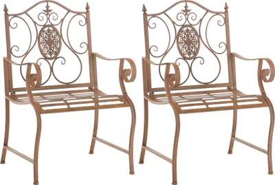 Produktbild von CLP 2er Set Gartenstühle Punjab mit Armlehnen antik braun