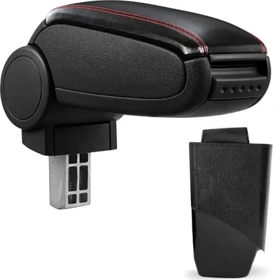 Obrázok produktu pre Kožený poťah stredovej lakťovej opierky čierny / červený pre Peugeot 206 + 206 CC