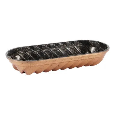 Produktbild von Serenk Fun Cooking Brotbackform, Kratz- und Schnittfest Backformen Rechteckig, Kuchenform für Brot Backen, Golden Auflaufform, 34x14 cm,  Türkiye