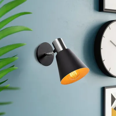 Immagine prodotto di Opviq, applique in metallo, nero e nichel, 25 x 14 cm, altezza 22 cm, E27 max 40 W, IP20 | Design elegante e industriale per interni moderni.