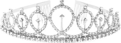 Produktbild von Oblique Unique Krone mit Diamanten Glitzer Steinen Diadem Tiara Mädchen Damen JGA Hochzeit Geburtstag Party silber