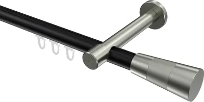 Produktbild von Interdeco Innenlaufstange / Gardinenstange mit Innenlauf Schwarz / Edelstahl-Optik, Typ Prestige Tanara (Konus Bicolor), 20 mm Ø 1-läufig, 540 cm