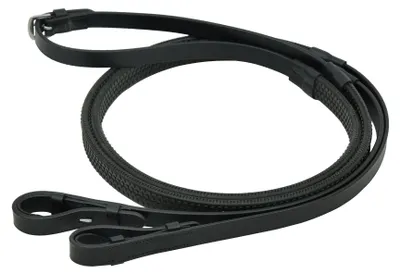 Productafbeelding van Lederen Rubber Teugels voor Paarden in Zwart en Bruin