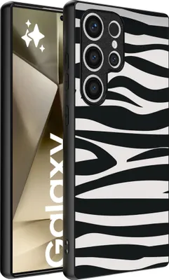 Produktbild von Handyhülle passend für Samsung Galaxy S24 Ultra mit Zebradruck - TPU Back Cover Case Zebradesign - Schwarz Weiß