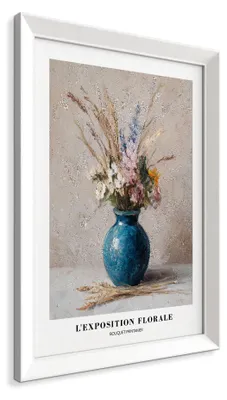 Zdjęcie produktu dla STYLER Obraz na ścianę 49x68 cm w ramie MDF motyw kwiatów w niebieskim wazonie dekoracja do salonu sypialni biura elegancki styl PARIS PIC BLUE