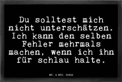 Produktbild von Mr. & Mrs. Panda bodenmatte Du solltest mich nicht... 40 x 60 cm - Schwarz - Geschenk, Glizer Spruch Sprüche Weisheiten Zitate Lustig Weisheit Worte, fußmatte, Freundin