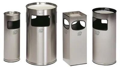 Produktbild von Kombiascher mit Kantenschutz | 16,7 Liter, HxBxT 66x23x23cm | Edelstahl | Aschereinsatz Edelstahl