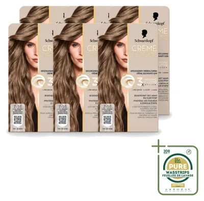 Obrázek produktu pro 6 kusů Schwarzkopf Creme Supreme 7-16, trvalá barva na vlasy – studený tmavě popelavě blond – 245g – balení pro zásoby