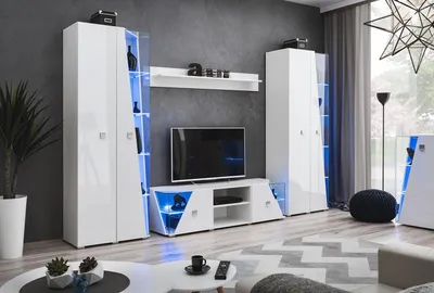 Immagine prodotto di Set di pensili Lusso Bianco Soggiorno Porta TV Mobili moderni