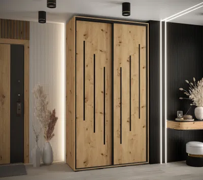 Obrázok produktu pre Šatníková skriňa ASIRI 8 - 130/60 cm, dub artisan / čierna