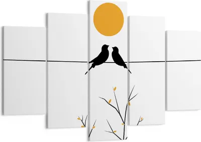Produktbild von Bild auf Leinwand - Leinwandbild - 5 Teile - Bild Vögel Sonne - 150x100cm - Wand Bild - Wanddeko - Wandbilder - Leinwanddruck - Bilder - Wanddekoration - Leinwand bilder - Wandbild - EA150x100-4772