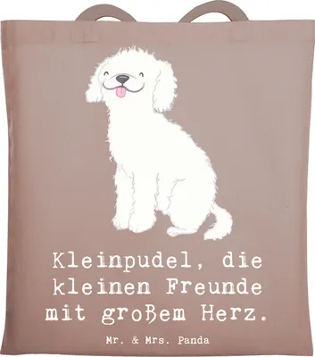 Produktbild von Mr. & Mrs. Panda Tote Bag Kleinpudel Liebe - Braun Pastell - Geschenk, Laptoptasche, treuer Begleiter, Hunderassen Charakter, Tasche, Beschreibung, einzigartiger Hund