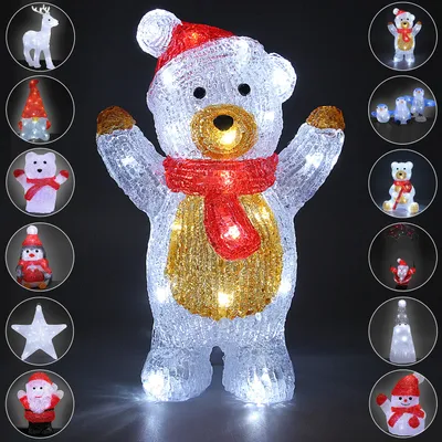 Produktbild von Monzana LED Acryl Figur Weihnachten Außen Innen Schneemann Santa Eisbär Pinguin Teddy Hirsch Wichtel Stern Weihnachtsmann Weihnachtsdekoration Weihnachtsbeleuchtung Dekofigur, Variante:Hirsch