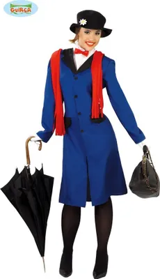 Produktbild von FIESTAS GUIRCA Klassisches Poppins Babysitter-Kostüm für eine Frau