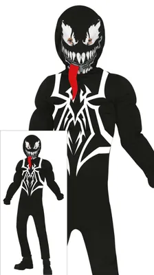 Produktbild von Halloween Boesemachenschaft Spinnenhelden Maske Monsterfigur Kostuem Kinder Abenteuer Spinnennetz Design Kostuem Halloween Schwarz Weiss, Größe: 98/104 Farbe: Schwarz