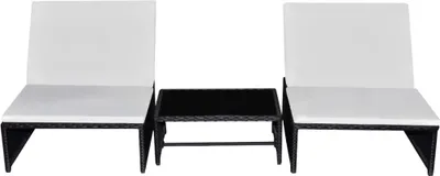 Produktbild von vidaXL Outdoor-Lehnstühle 2 Stk. mit Tisch Schwarz Poly-Rattan
