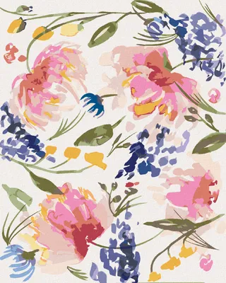 Produktbild von Zuty - Malen nach Zahlen - ROSA UND LILA BLÜTEN ZWISCHEN BLÄTTERN (ALEXANDRIA GILBERT), 40x50 cm, ohne Keilrahmen
