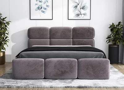 Produktbild von Polsterbett MIAMI 180x200 mit Matratze und Bettkasten. Farbe: Grau.