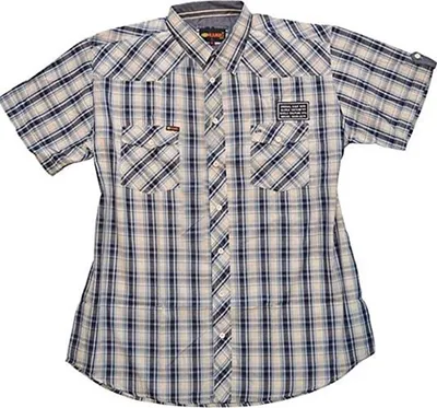 Produktbild von Übergrößen Kurzarm Hemd KAMRO Beige/Navy/Türkis kariert 3XL