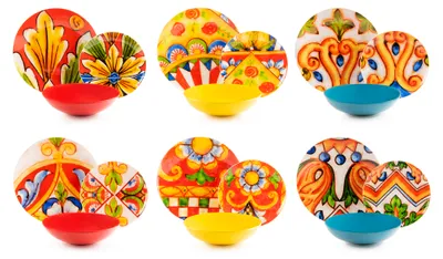 Zdjęcie produktu dla Zestaw naczyń Excelsa 18-częściowy, kolorowa porcelana Caltagirone