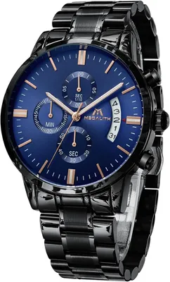 Productafbeelding van Heren chronograaf polshorloge, roestvrij staal, analoog, quartz, waterdicht, lichtgevende wijzers, datumweergave, groot wijzerplaat, cadeau voor mannen
