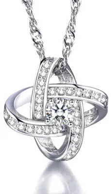 Productafbeelding van Ketting met een vierbladig klavertje, gemaakt van fijn platina, modieus, elegant, voor dames, geschikt voor dates en feestjes