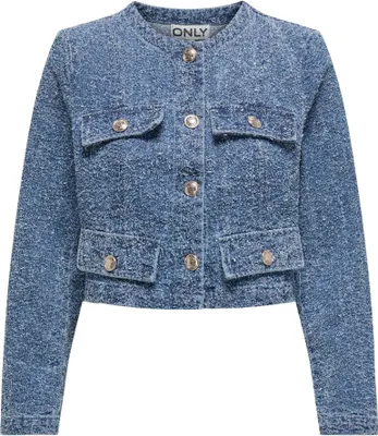 Produktbild von Only Damen Jeansjacke aus Baumwolle in Blau mit Crop-Schnitt und normaler Passform