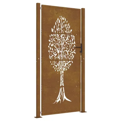 Produktbild von Gartentor 100x200 cm Cortenstahl Baumdesign