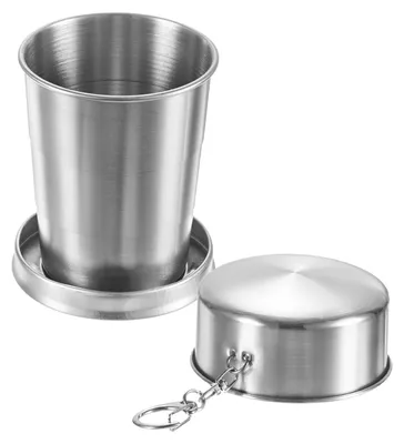 Faltbarer Edelstahl-Reisebecher 150 ml mit Deckel