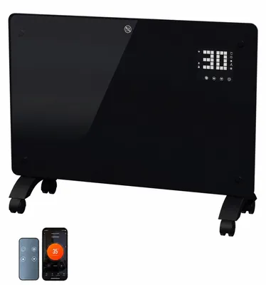 Immagine prodotto di Stufa elettrica a convezione - Potenza 2500 W - Colore nero - Con timer e termostato - Adatta per soggiorno e ufficio