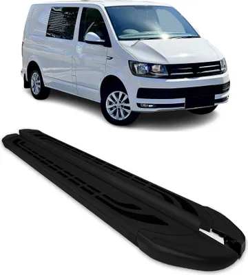 Image de Marchepieds Latéraux pour VW T6 T6.1 Transporter 2015-2022 Alu Noir L1 Court 2x