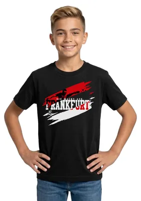 Produktbild von Spreadshirt Die Macht Aus Frankfurt Fußball Fan Teenager T-Shirt, 134/146 (9-11 Jahre), Schwarz