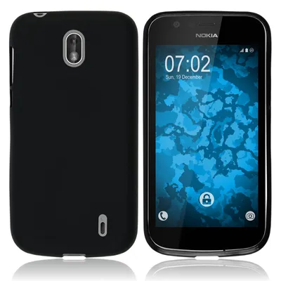 Produktbild von PhoneNatic Case kompatibel mit Nokia 1 - schwarz Silikon Hülle matt Cover