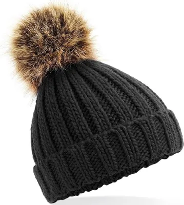 Imagen del producto de Gorro de invierno tejido de Beechfield, color , de punto grueso con pompón, para niñas/niños