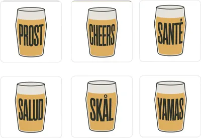Produktbild von Biergläser Prost & Cheers 6er Set Untersetzer aus Holz